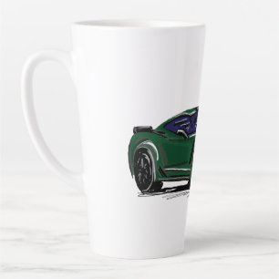 Groene C7 sportwagen handgetekende schets Latte Mok