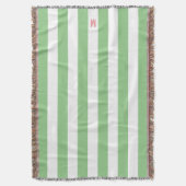 Groene Cabana Stripe en gepersonaliseerd roze mono Deken (Voorkant Verticaal)
