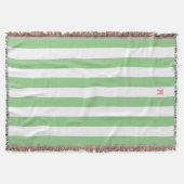Groene Cabana Stripe en gepersonaliseerd roze mono Deken (Voorkant)