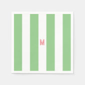 Groene Cabana Stripe en gepersonaliseerd roze mono Servet (Voorkant)