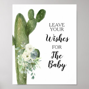 Groene Cactus Baby Shower Wensen voor Baby Bord Poster