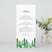 Groene cactus bruiloft menu. Cactussen diner menu (Staand voorkant)