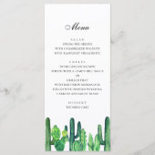 Groene cactus bruiloft menu. Cactussen diner menu (Voorkant)