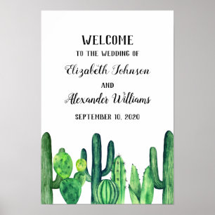 Groene cactus bruiloft welkom print. Cacti bord Poster