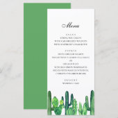 Groene cactus bruiloftsmenu. Cacti diner menu (Voorkant / Achterkant)