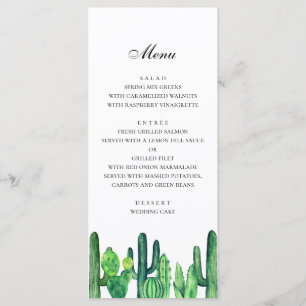 Groene cactus bruiloftsmenu. Cacti diner menu