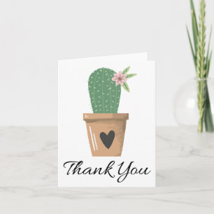 Groene Cactus Dank Je Wel Roze Bloem Zuidwestelijk Bedankkaart