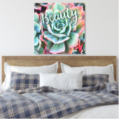 Groene Cactus Foto Moderne Beauty Quote Script vet Canvas Afdruk (Insitu (Slaapkamer))