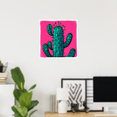 Groene Cactus - Kunstdruk Poster (Thuiskantoor)