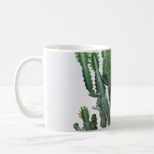Groene cactus: minimalistische witte achtergrond koffiemok