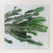 Groene cactus: minimalistische witte achtergrond legpuzzel (Horizontaal)