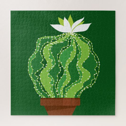 Groene cactus: natuurlijk abstract motief. legpuzzel (Verticaal)