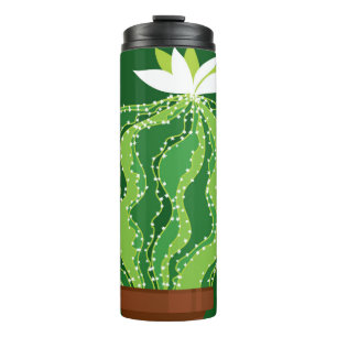 Groene cactus: natuurlijk abstract motief. thermosbeker