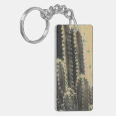 Groene Cactus op gele achtergrond Sleutelhanger (Voorkant Links)