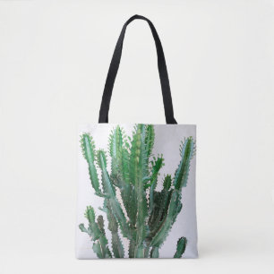 Groene cactus op witte achtergrond. draagtas