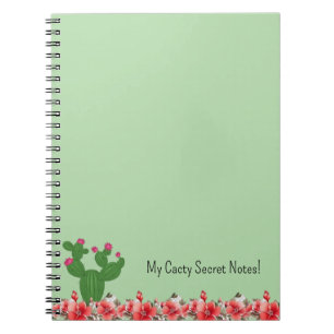 Groene Cactus Oranje Bloemen Spiraal Notebook Notitieboek