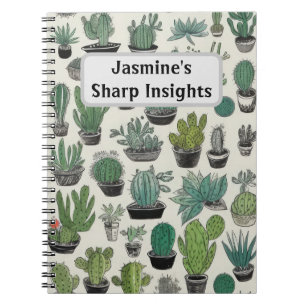 Groene Cactus patroon gepersonaliseerd Notitieboek