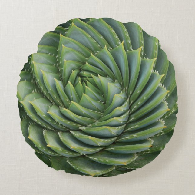 Groene Cactus Spring Flower Rond Kussen (Voorkant)