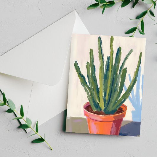 Groene Cactussen Plant Watercolor Schilderij Kaart
