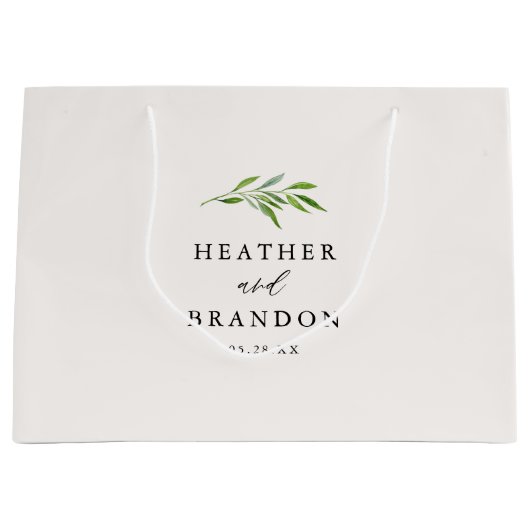 Groene Calligraphy Trouw Welkom Gift Zak Groot Cadeauzakje (Voorkant)