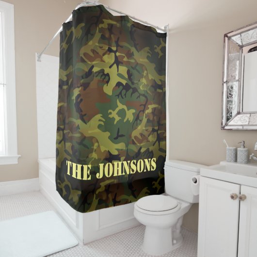 Groene Cammo Douchegordijn (In situ)