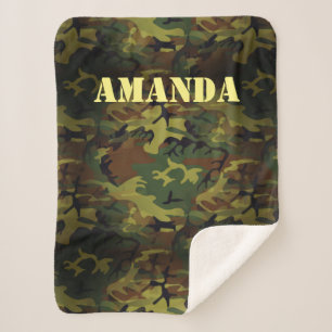 Groene Cammo Sherpa Deken
