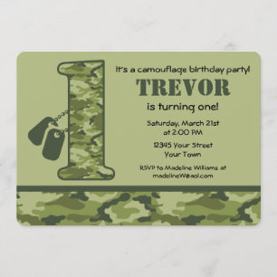 Groene Camo 1st Birthday Kaart