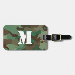 Groene Camo Bagagelabel met wit monogram