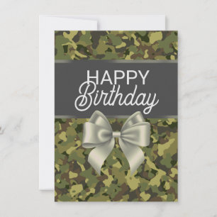 Groene Camo & Bow Happy Birthday Kaart