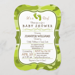Groene Camo, Camouflage Baby Shower Kaart