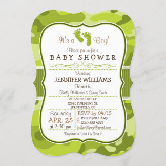 Groene Camo, Camouflage Baby Shower Kaart