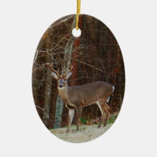 Groene Camo, Camouflage Deer gepersonaliseerd Keramisch Ornament (Voorkant)