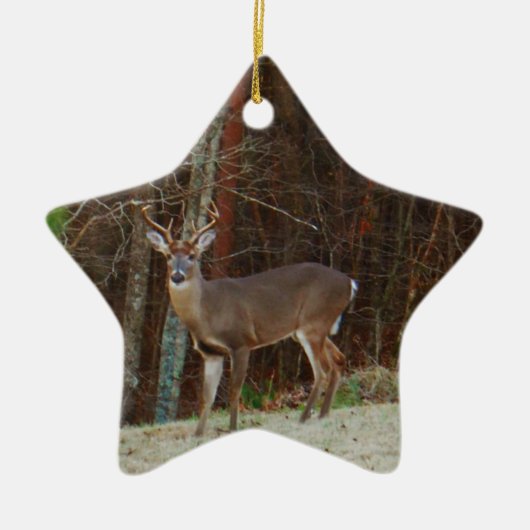 Groene Camo, Camouflage Deer gepersonaliseerd Keramisch Ornament (Voorkant)