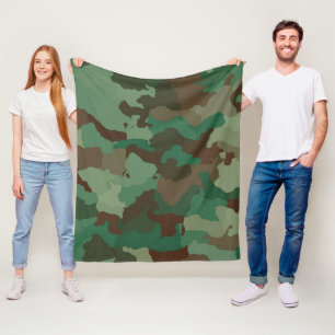 Groene camo fleece deken