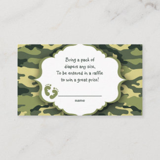 Groene Camo raffle-kaartjes of insteekkaarten Informatiekaartje
