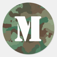 Groene Camo Sticker met Bold White Monogram
