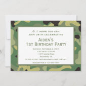 Groene Camo | Uitnodiging voor verjaardagsfeestje (Voorkant)