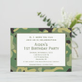 Groene Camo | Uitnodiging voor verjaardagsfeestje (Staand voorkant)