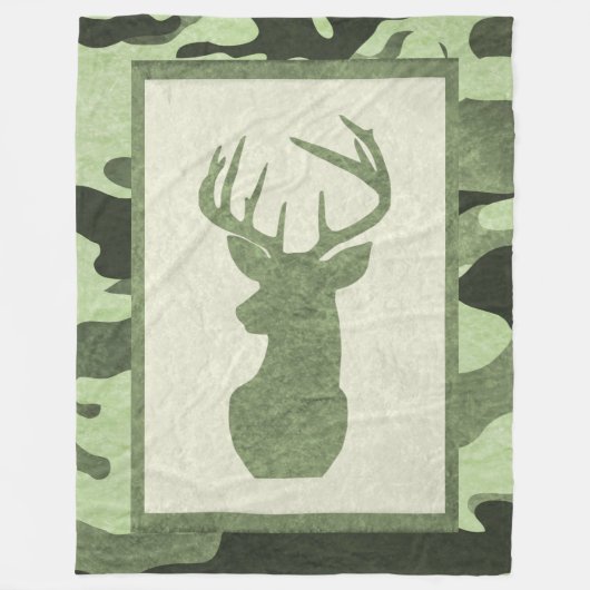 Groene Camouflage Blanket met Deer Fleece Deken (Voorkant)