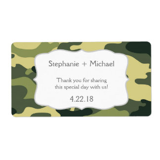 Groene Camouflage Camo Waterfles Favor Etiket
