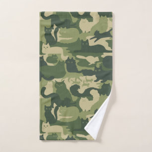 Groene Camouflage Katten Patroon Koele Kitty Katte Handdoek