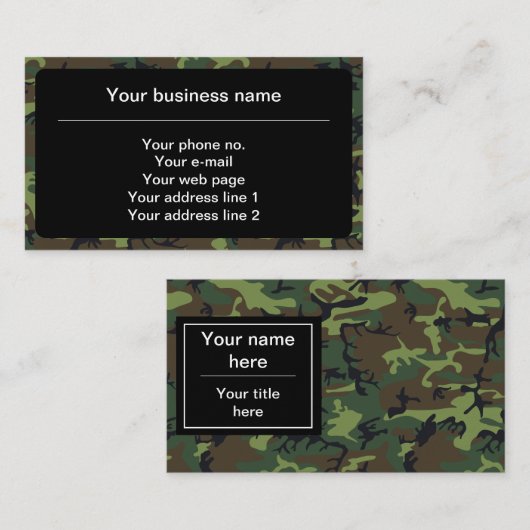 Groene camouflage, leger, leger visitekaartje (Voorkant / Achterkant)