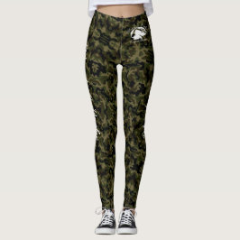 Groene Camouflage-Leggings met witte B&BE-Logo Leggings