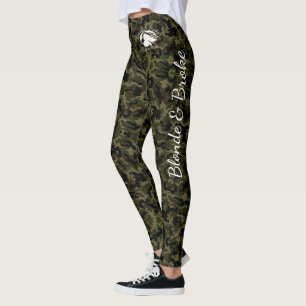 Groene Camouflage-Leggings met witte B&BE-Logo Leggings