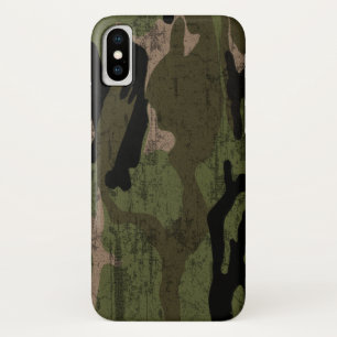Groene camouflage met distressed look iPhone x hoesje