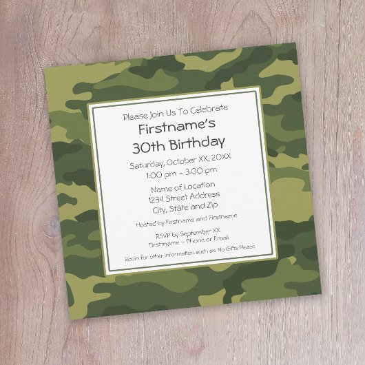 Groene Camouflage Verjaardagsfeestje Kaart