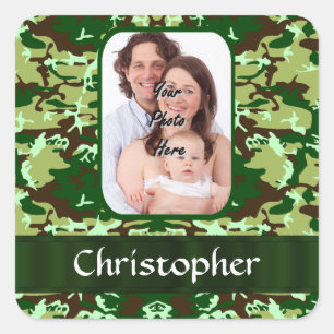 Groene camouflage vierkante sticker