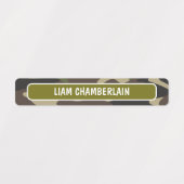 Groene camouflagekleurige jongenskleurcode labels (Design 1)