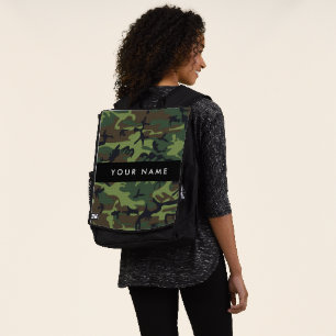 Groene camouflagepatroon, je naam, personaliseer rugtassen