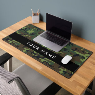 Groene camouflagepatroon, Jouw naam, personalisere Bureaumat